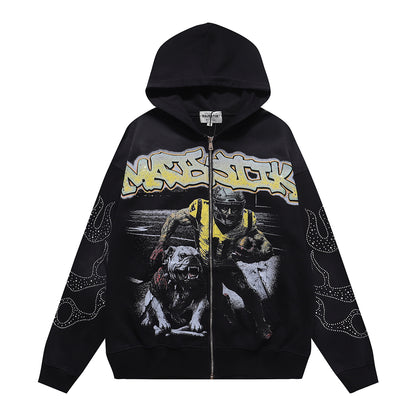 Majestik Football Dog Rhinestone Fleece Hoodie