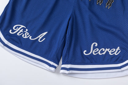 Unisex Basketball Shorts, Graphic Mesh Athletic Shorts with Stripe Trim
