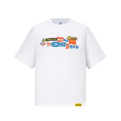 Graphic T-Shirt, Crew Neck Short Sleeve Cough Syrup Typography Shirt
