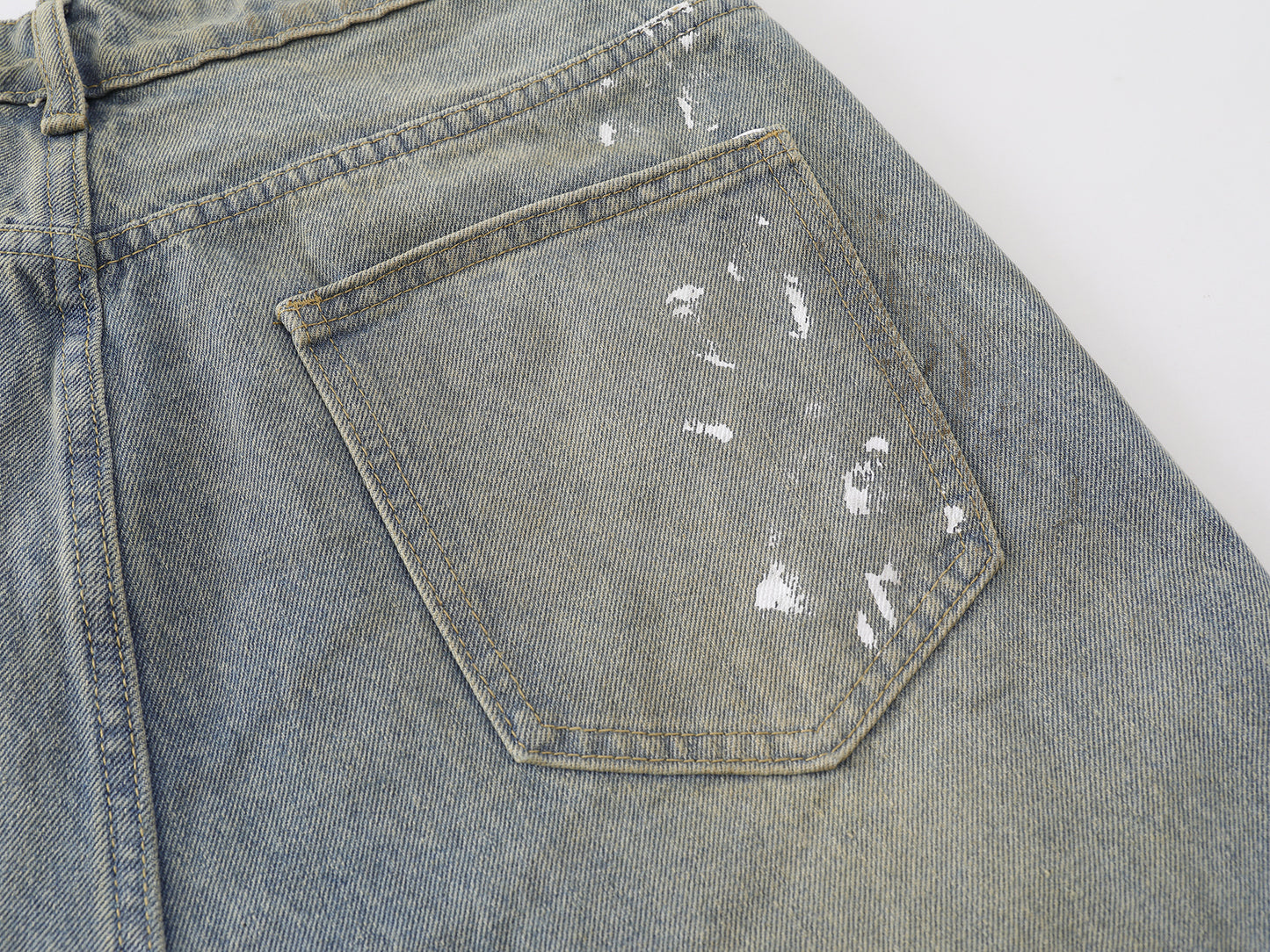 Paint Splatter Wide Leg Denim Shorts High Waist Washed Distressed Streetwear Summer Casual Jean Shorts | Chalk Drift