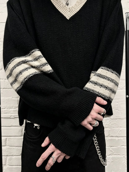Enfants Riches Déprimés Asymmetrical Varsity V-Neck Sweater