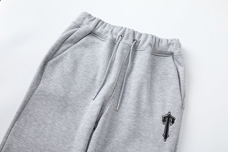 Blue, gray, and white chevron hoodie with matching joggers tracksuit set - view 12