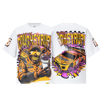 Unisex Graphic T-Shirt, Short Sleeve Crew Neck Racing Car Print Tee
