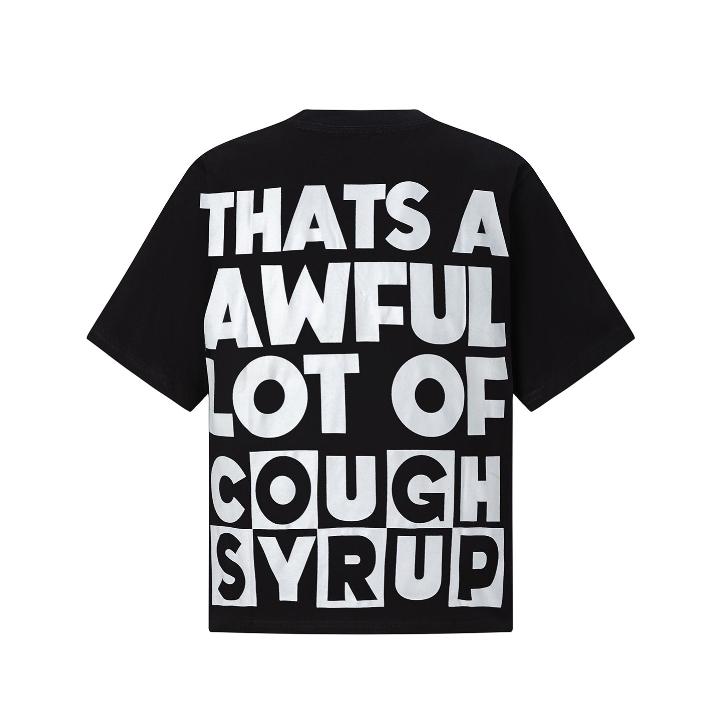 Black oversized short-sleeve graphic T-shirt with Cough Syrup front print and large back text - view 12