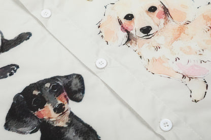 Dachshund Dog Print Short Sleeve Shirt Oversized Button Down Cute Graphic Streetwear Y2K Casual Summer Top | Wiener Club