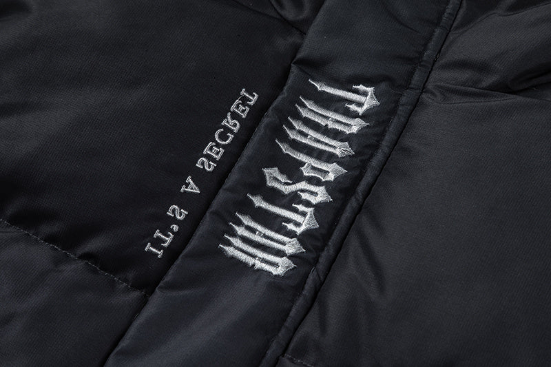 Trapstar black and gray hooded puffer jacket with quilted panels, full zip closure, and front pockets - view 12
