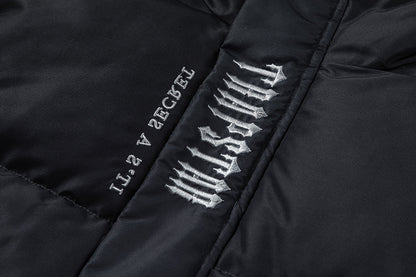 Trapstar Black and Gray Hooded Puffer Jacket, Quilted Zip-Up Streetwear Coat