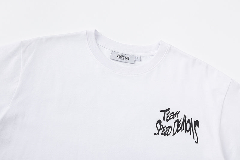 Trapstar graphic short sleeve crew neck T-shirt with chest logo and illustrated truck back print - view 12