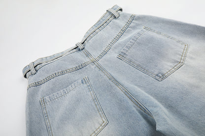 Ripped Distressed Wide Leg Barrel Jeans High Waist Streetwear Y2K Vintage Light Wash Denim Pants | Rip Barrel