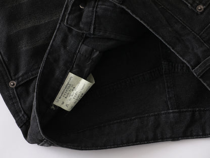 GRAYSTAR Patch Embroidered Cargo Jeans Wide Leg High Waist Washed Black Diagonal Seam Streetwear Denim Trousers | Gray Star