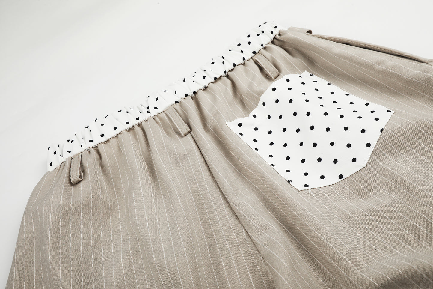 Women's TENG Embroidery Polka Dot Fold-Over Waistband Pinstripe Balloon Wide Leg Pants High Waist Casual Streetwear Trousers
