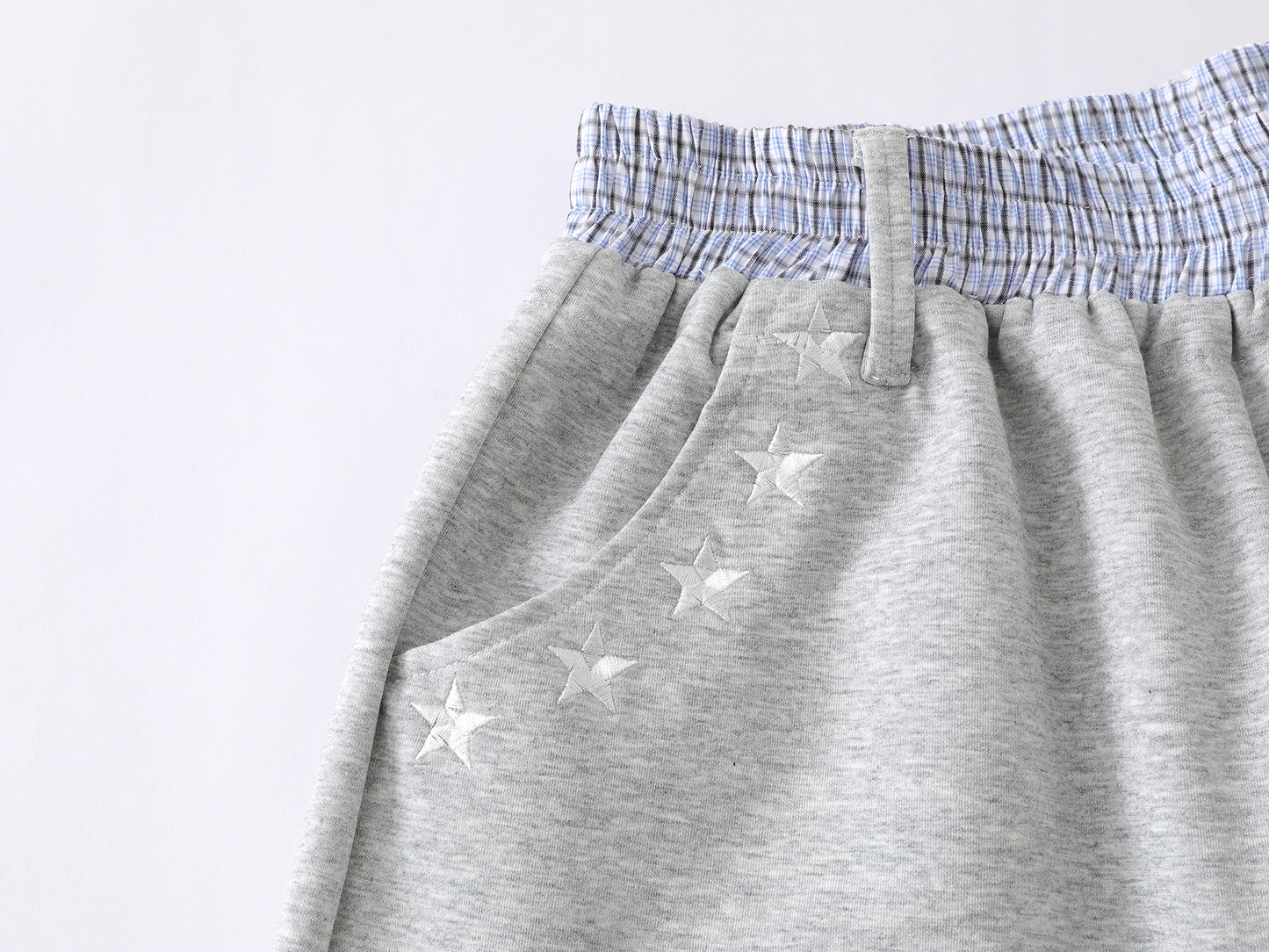 Star Print Number 34 Embroidery Wide Leg Sweat Shorts Plaid Elastic Waist Casual Streetwear Baggy Shorts | Star 34