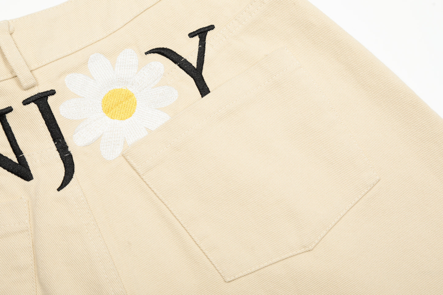 Women's ENJOY Daisy Flower Embroidery High Waist Wide Leg Shorts Casual Streetwear Summer Bermuda Shorts