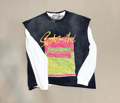 Satoshi Nakamoto Worldwide Cutoff Tee - Washed Black