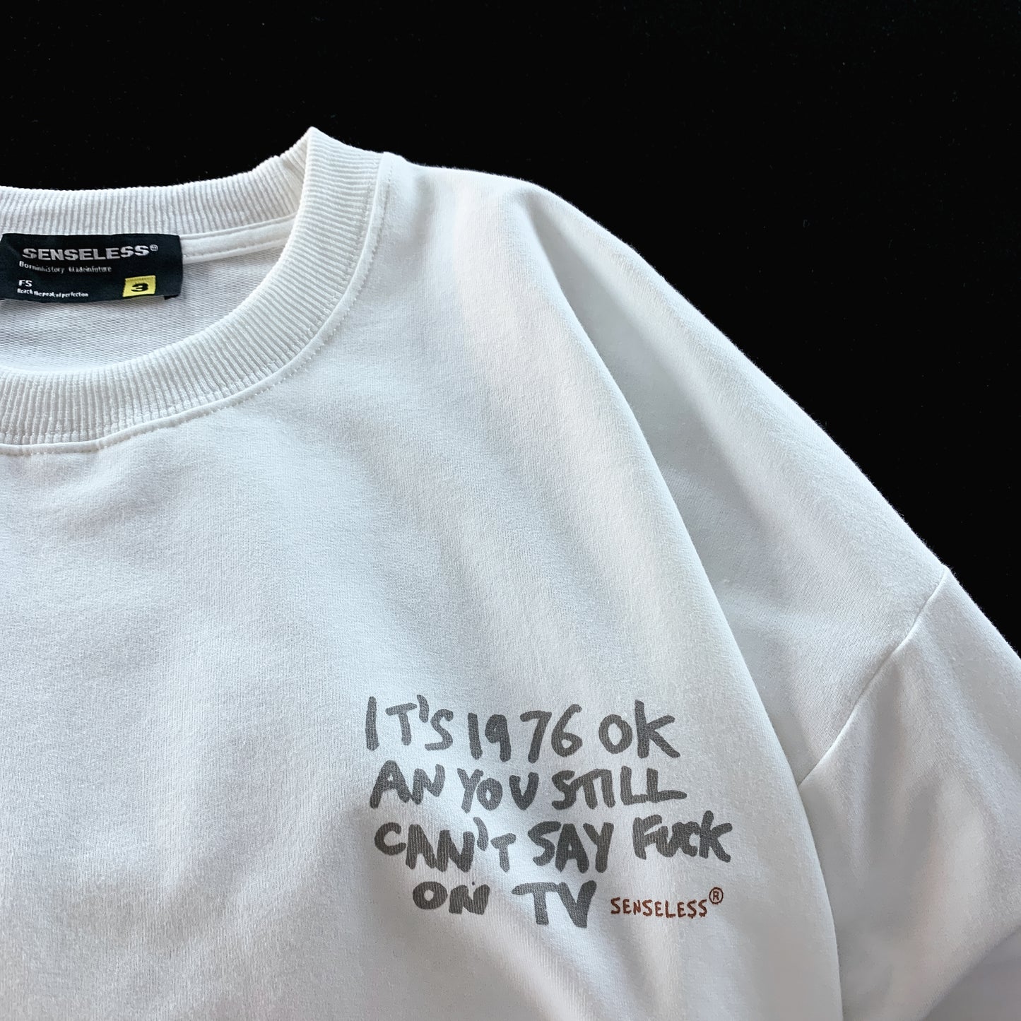 Senseless 1976 Punk Slogan Graphic Oversized Tee Grunge Rabbit Print Streetwear Short Sleeve T-Shirt