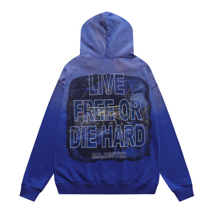 Majestik Live Free Or Die Hard Rhinestone Fleece Hoodie