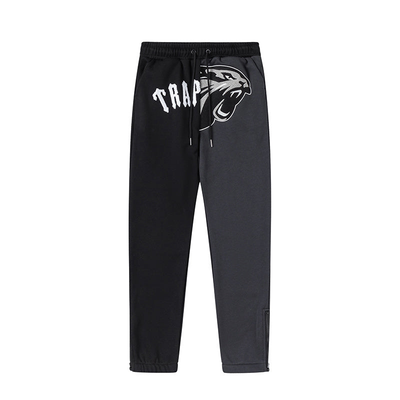Black and charcoal graphic hoodie and joggers tracksuit set with panther print - view 12