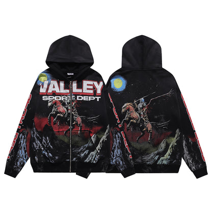 Vale Forever Valley Sport Dept. Zip-Up Hoodie 'Black/Red Graphic'