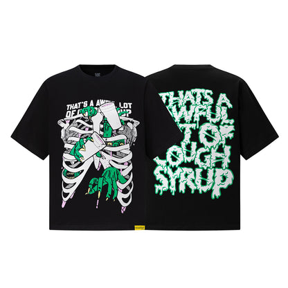 Slime Drip Graphic Tee Slogan Print Oversized Black Cotton Streetwear Casual Summer T-Shirt | Green Slime