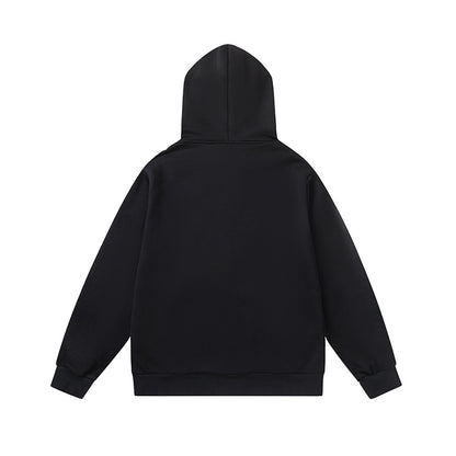 Solid Black Fleece Two-Piece Set Casual Loose Pullover Top Wide Leg Pants Matching Outfit Cozy Streetwear Co-ord Set | Noir Fleece