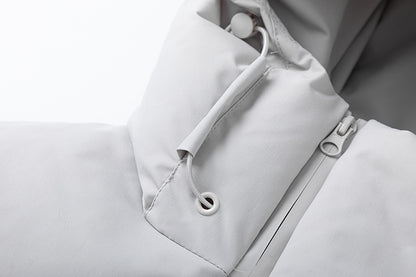 Trapstar Light Gray Logo Hooded Puffer Jacket, Quilted Full-Zip Streetwear Outerwear