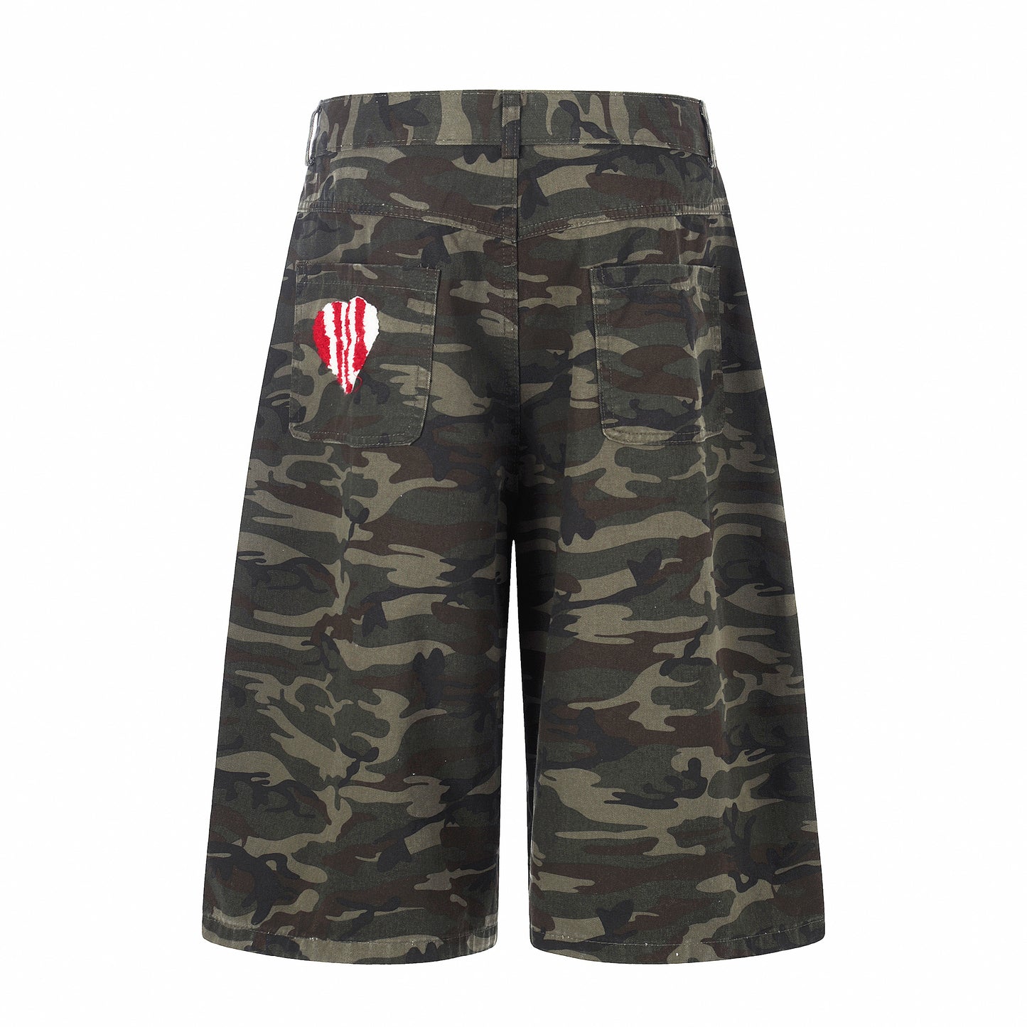 Women's Camo Multi Embroidery Wide Leg Shorts High Waist Cartoon Bear Cherry Apple Streetwear Bermuda Shorts