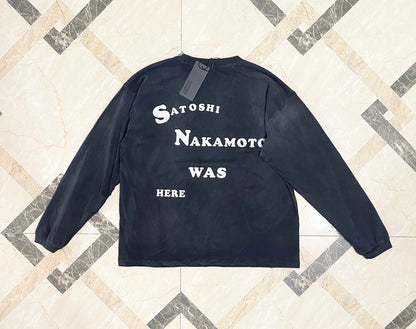 Satoshi Nakamoto Follow Me Long Sleeve T-Shirt - Washed Black