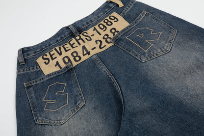 Sorry My Bed Needs Me Patch Wide Leg Barrel Jeans High Waist Washed Vintage Streetwear Denim Pants