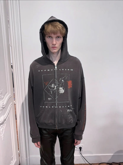 Suprematism Zip Up Hoodie