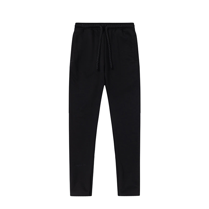 Black graphic hooded sweatshirt and joggers two-piece tracksuit set with outlined hood print - view 13
