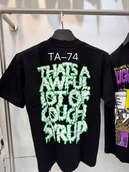 Slime Drip Graphic Tee Slogan Print Oversized Black Cotton Streetwear Casual Summer T-Shirt | Green Slime