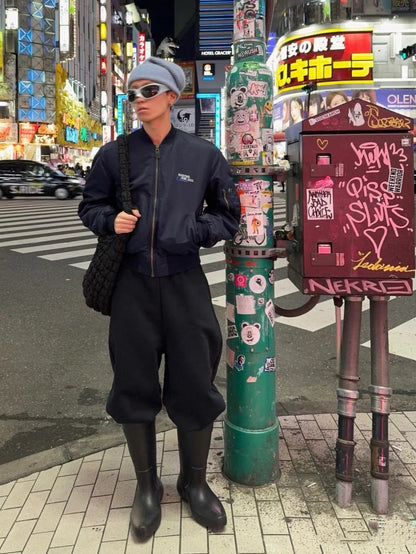 Martine Rose Navy Bomber Jacket Oversized Nylon Padded Zip Up Streetwear Coat Unisex Retro Americana | Rose Pilot