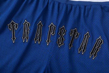 Unisex Basketball Shorts, Graphic Mesh Athletic Shorts with Stripe Trim