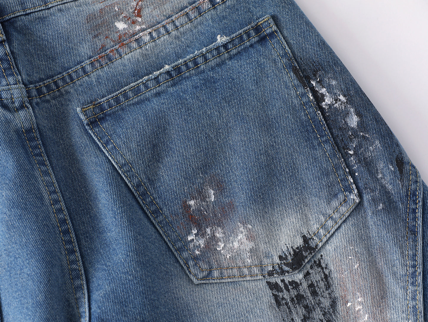 Paint Splatter Mud Dye Barrel Wide Leg Jeans High Waist Light Wash Distressed Diagonal Seam Streetwear Denim Trousers | Mud Canvas