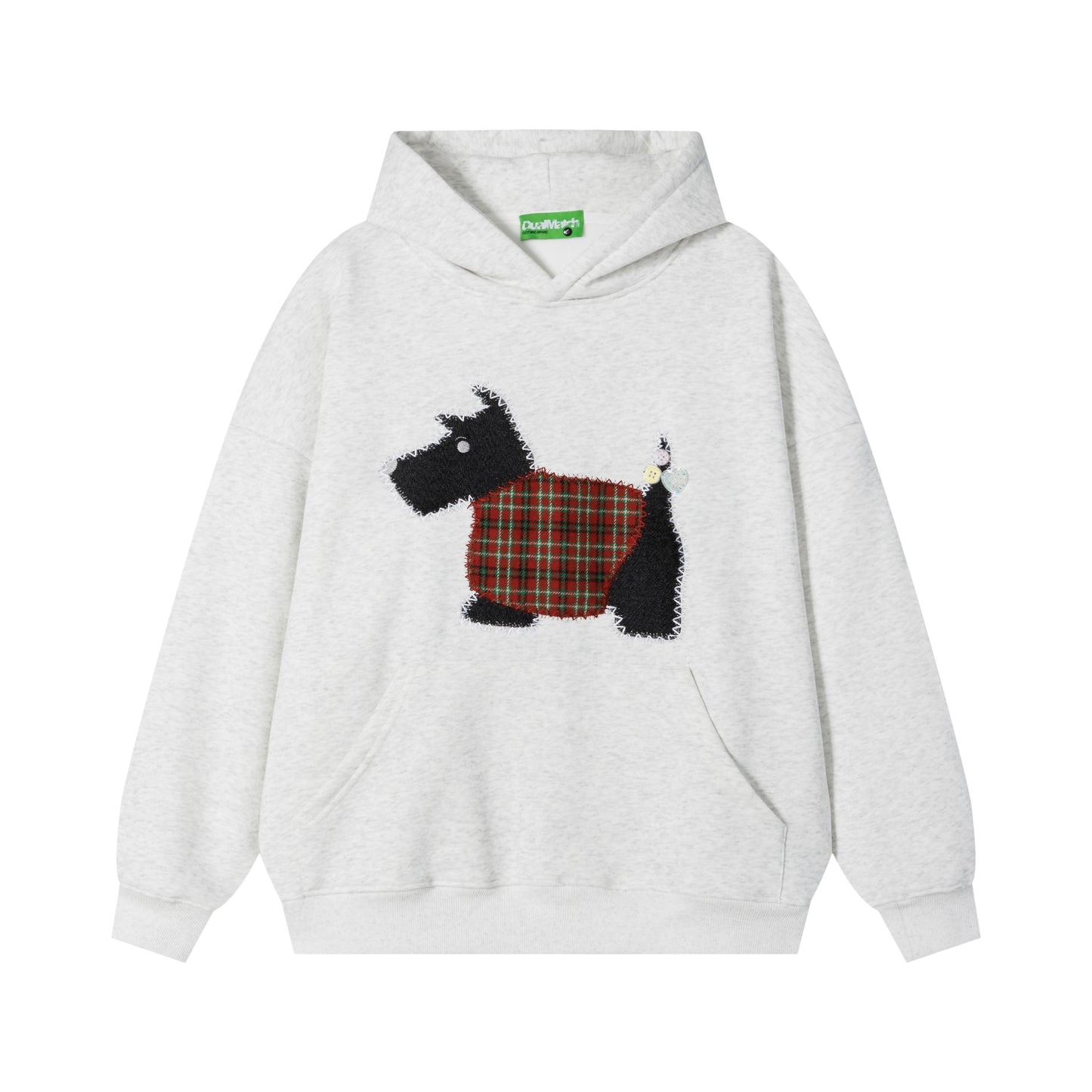 Orange DuoMatch Scottie dog hoodie front view