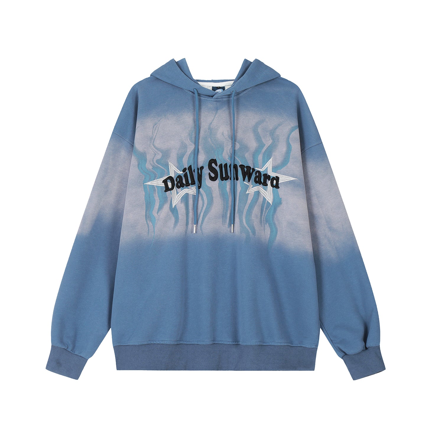 Flame Drift Tie-Dye Fleece Hoodie Blue Front