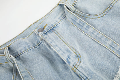 Ripped Distressed Wide Leg Barrel Jeans High Waist Streetwear Y2K Vintage Light Wash Denim Pants | Rip Barrel