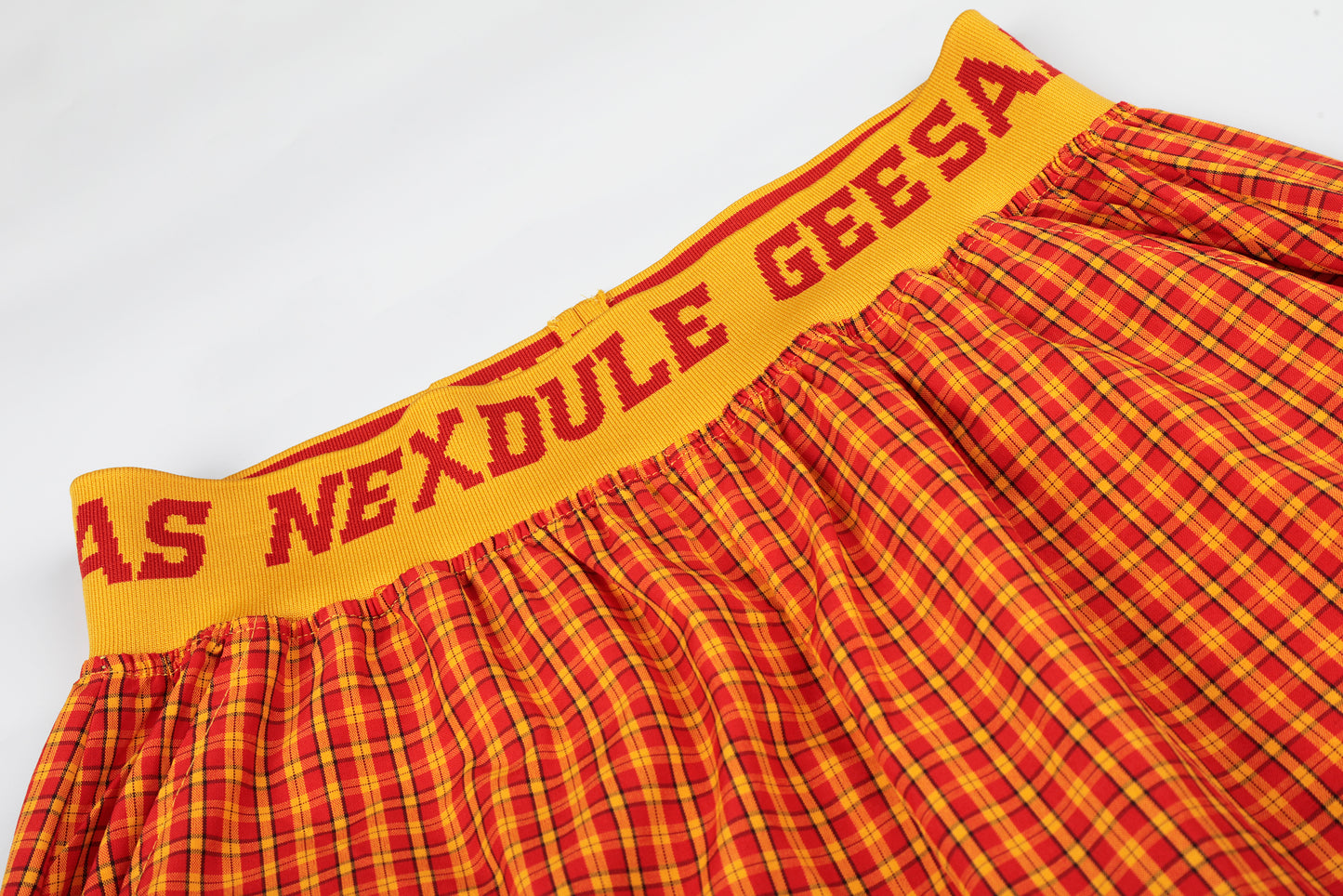 NEXDULE GEESAS Plaid Print Wide Leg Barrel Pants High Waist Streetwear Y2K Vintage Logo Waistband Zip Hem Trousers | Plaid Drop