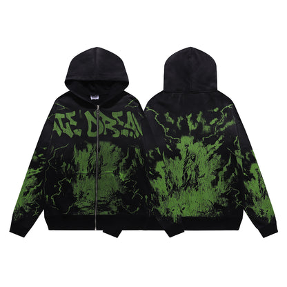 Vale Forever God's Liberty Zip Up Hoodie Black/Green