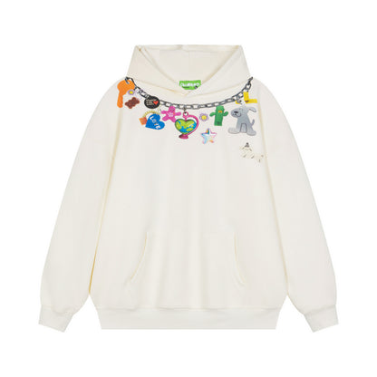 DuoMatch Charm Chain Graphic Oversized Hoodie Colorful Toy Pendant Print Streetwear Y2K Sweatshirt