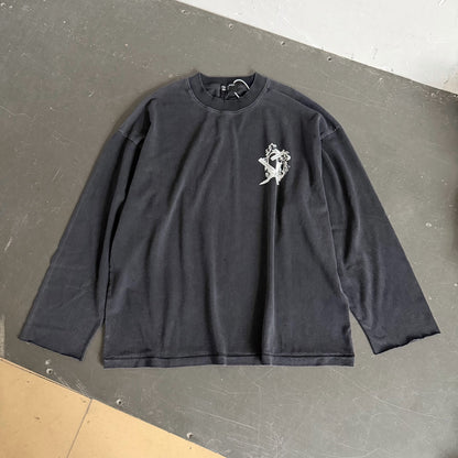 Enfants Riches Deprimes ERD Un Secret Fils Blancs Long Sleeve Tee Washed Klein Blue Figure Print Distressed Vintage Streetwear Top | Fils Blancs