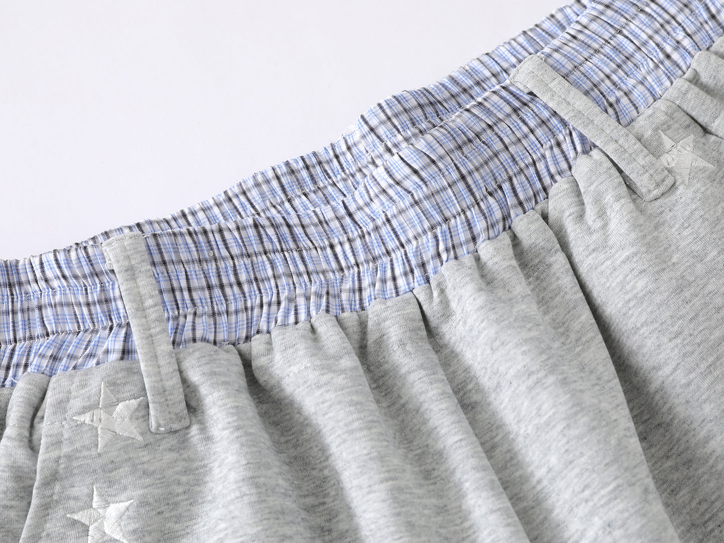 Star Print Number 34 Embroidery Wide Leg Sweat Shorts Plaid Elastic Waist Casual Streetwear Baggy Shorts | Star 34