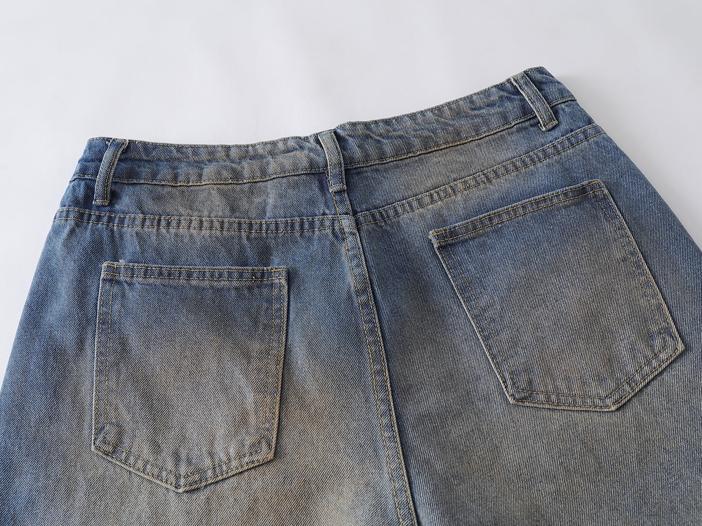 Distressed Patch Embroidered Wide Leg Jeans High Waist Light Wash Mud Dye Cross Stitch Streetwear Denim Trousers | Patch Cross