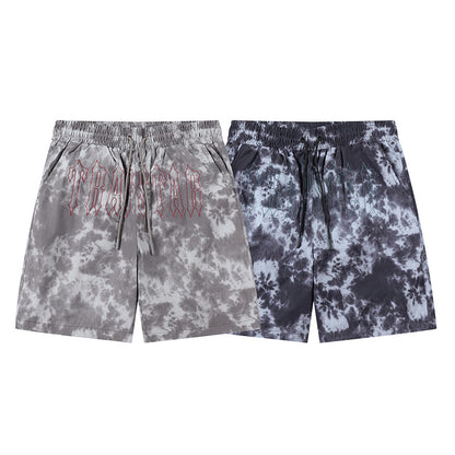 Unisex Tie Dye Graphic Shorts with Drawstring Waist and Front Pockets