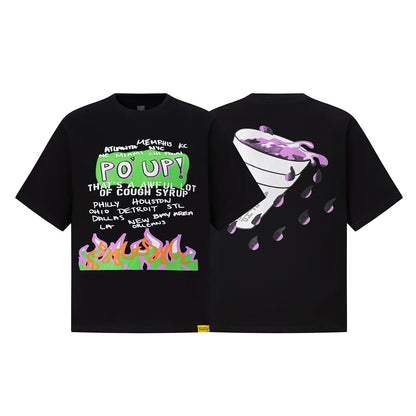 That's A Awful Lot Of Cough Syrup "Po Up" Cities Flame Black Tee