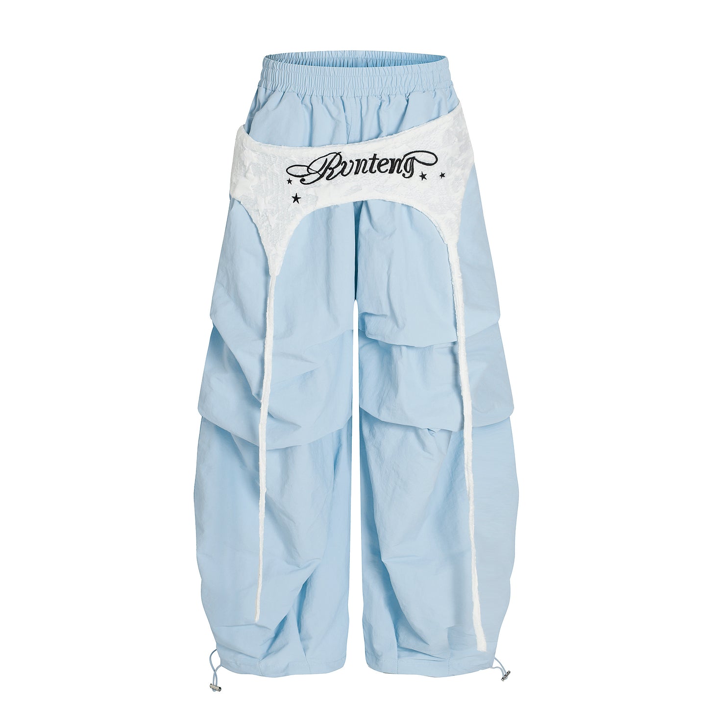 Women's Rvnteng Long-term Star Embroidery Cargo Balloon Wide Leg Pants - White Back View