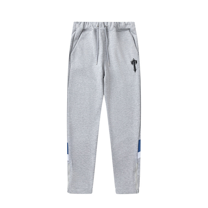 Blue, gray, and white chevron hoodie with matching joggers tracksuit set - view 13
