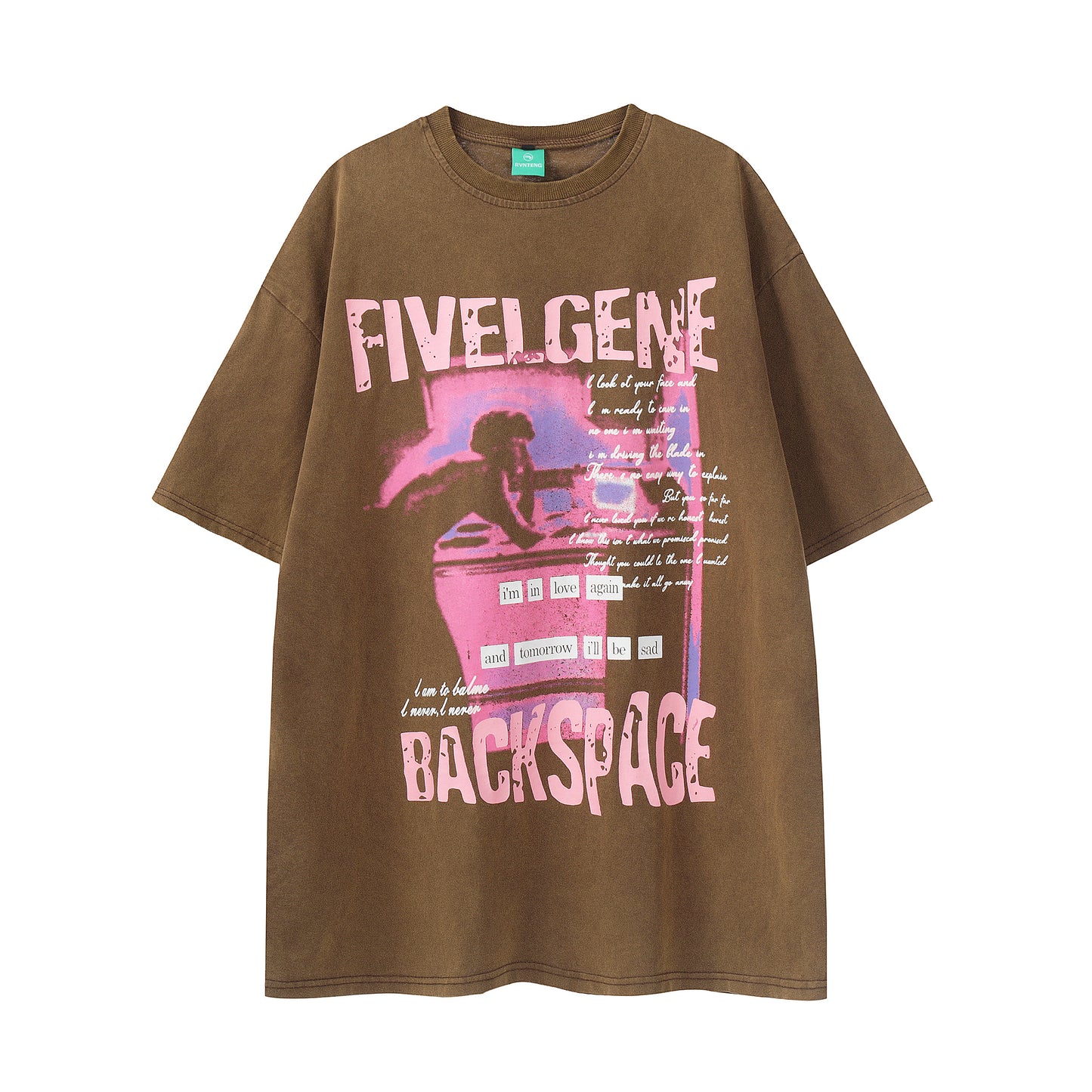 Black tee front graphic detail flat lay