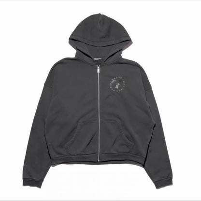 Enfants Riches Déprimés - Tabac Rat Printed Cotton-Jersey Zip-Up Hoodie in Black