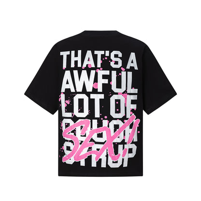 Unisex Black Graphic T-Shirt, Crew Neck Short Sleeve Streetwear Top